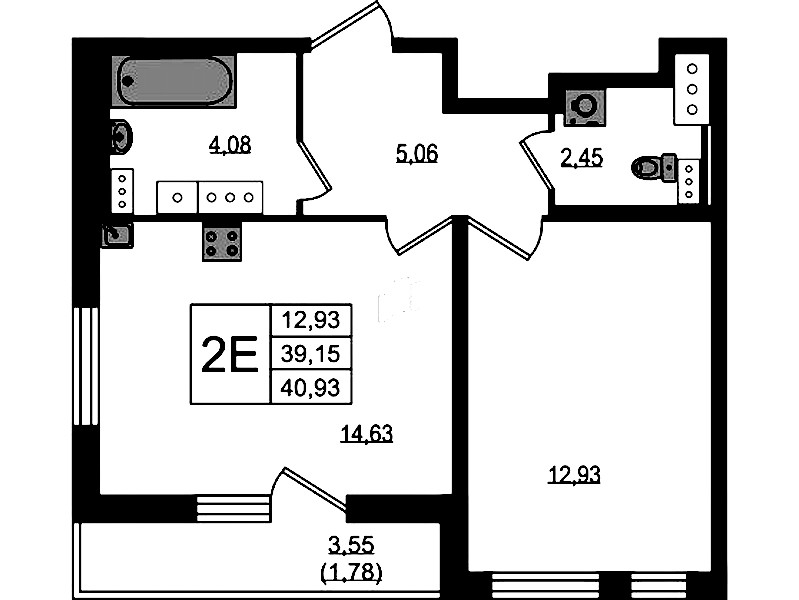 1-комнатная квартира 40.93 м², 15/19 эт., ЖК «Master Place»